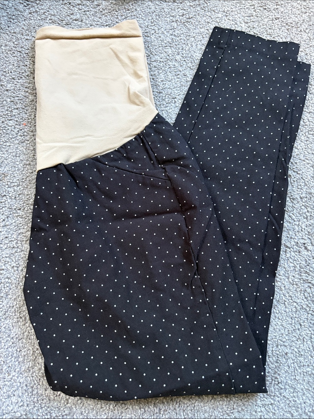 Maternity Polka Dot Pixie Pants with Beige Waistband